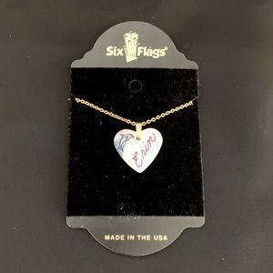 Faux Gold Chain with Ceramic Like Heart “Erin” Charm - COSTUME JEWELRY